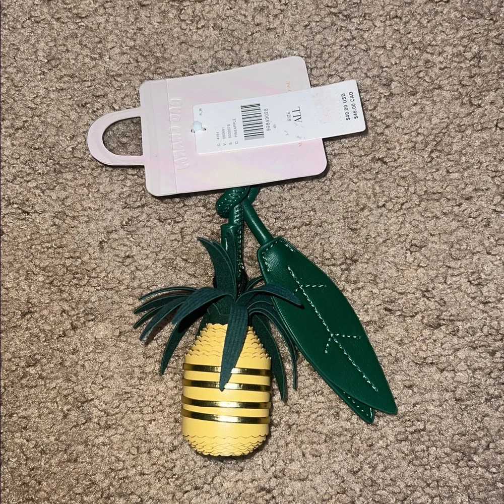Anthropologie‎ Melie Bianco Pineapple Fruit Bag Charm Key Holder Keychain